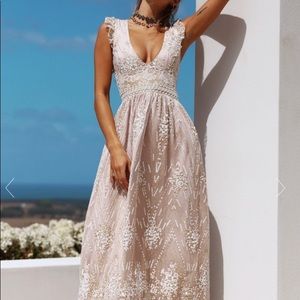 Stunning Gold on the Ceiling Maxi Dress